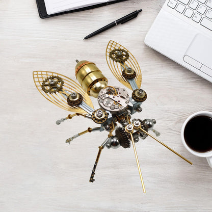 3D steampunk bee brass puzzle model kit assembled on display