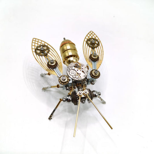 3D steampunk bee brass puzzle model kit assembled on display
