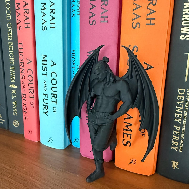 ACOTAR Cassian inspired book nook with Bat Boys fantasy bookshelf decor