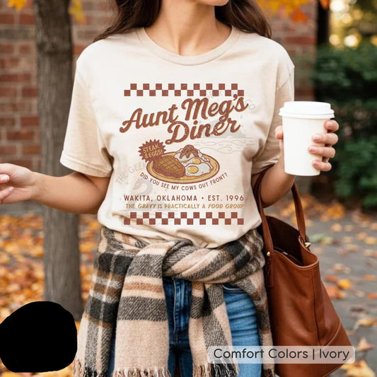 Aunt Meg's Diner Twister movie retro T-shirt 1996 film design