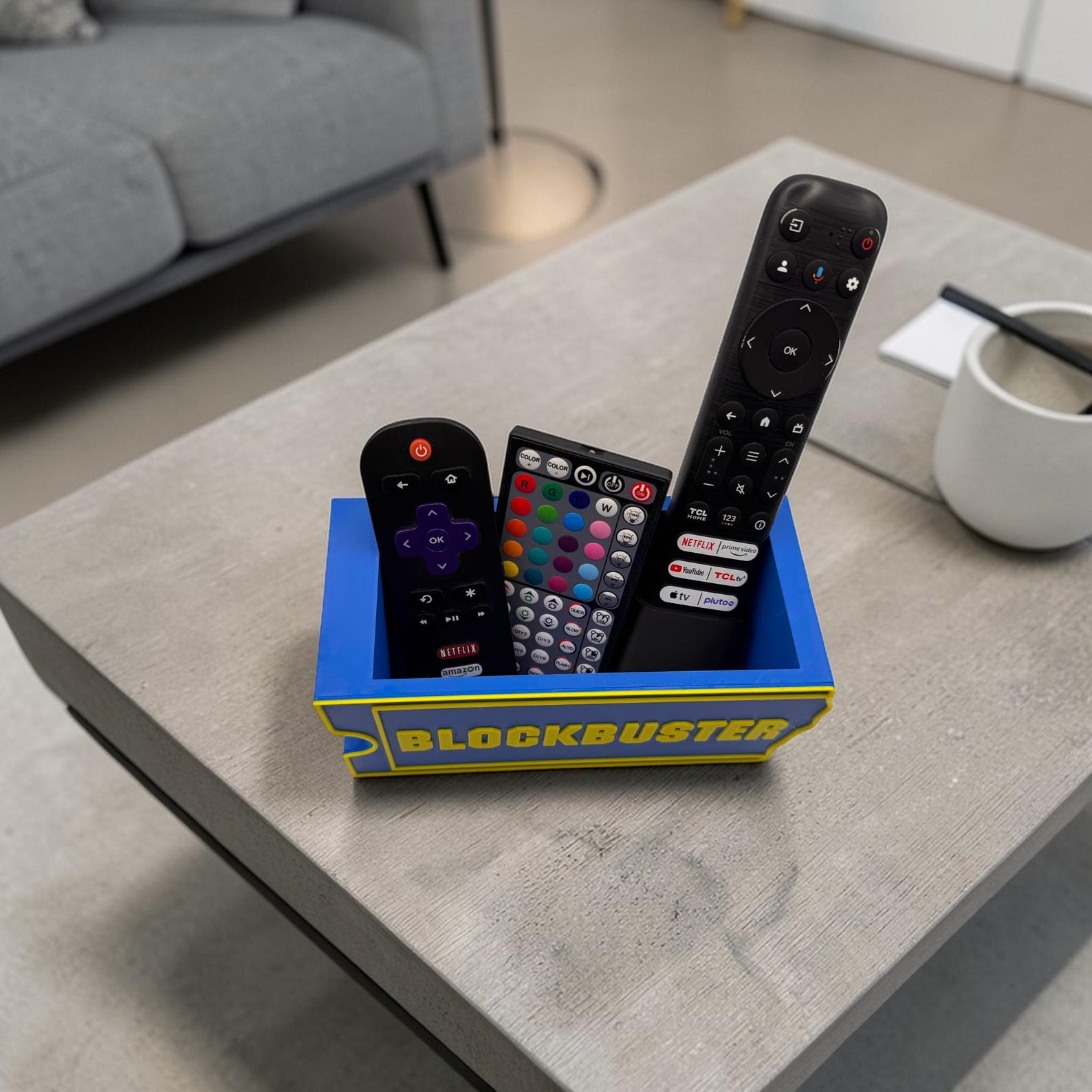 Blockbuster logo remote holder retro movie night desk and couch organizer