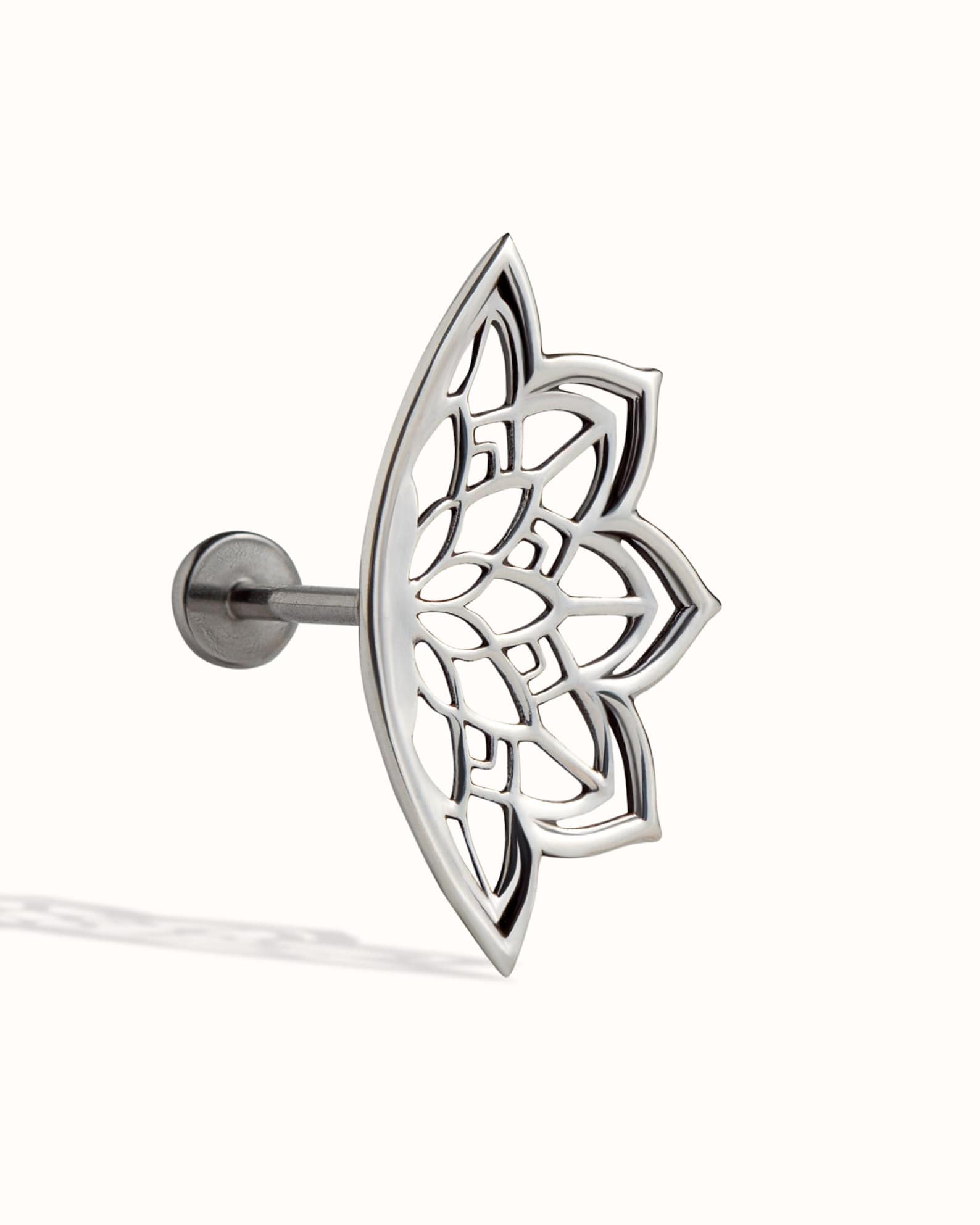 boho silver lotus mandala helix earring for cartilage piercing
