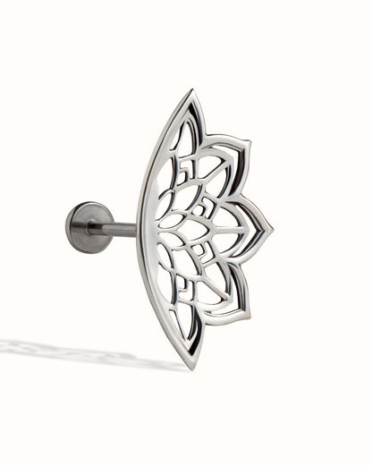 boho silver lotus mandala helix earring for cartilage piercing