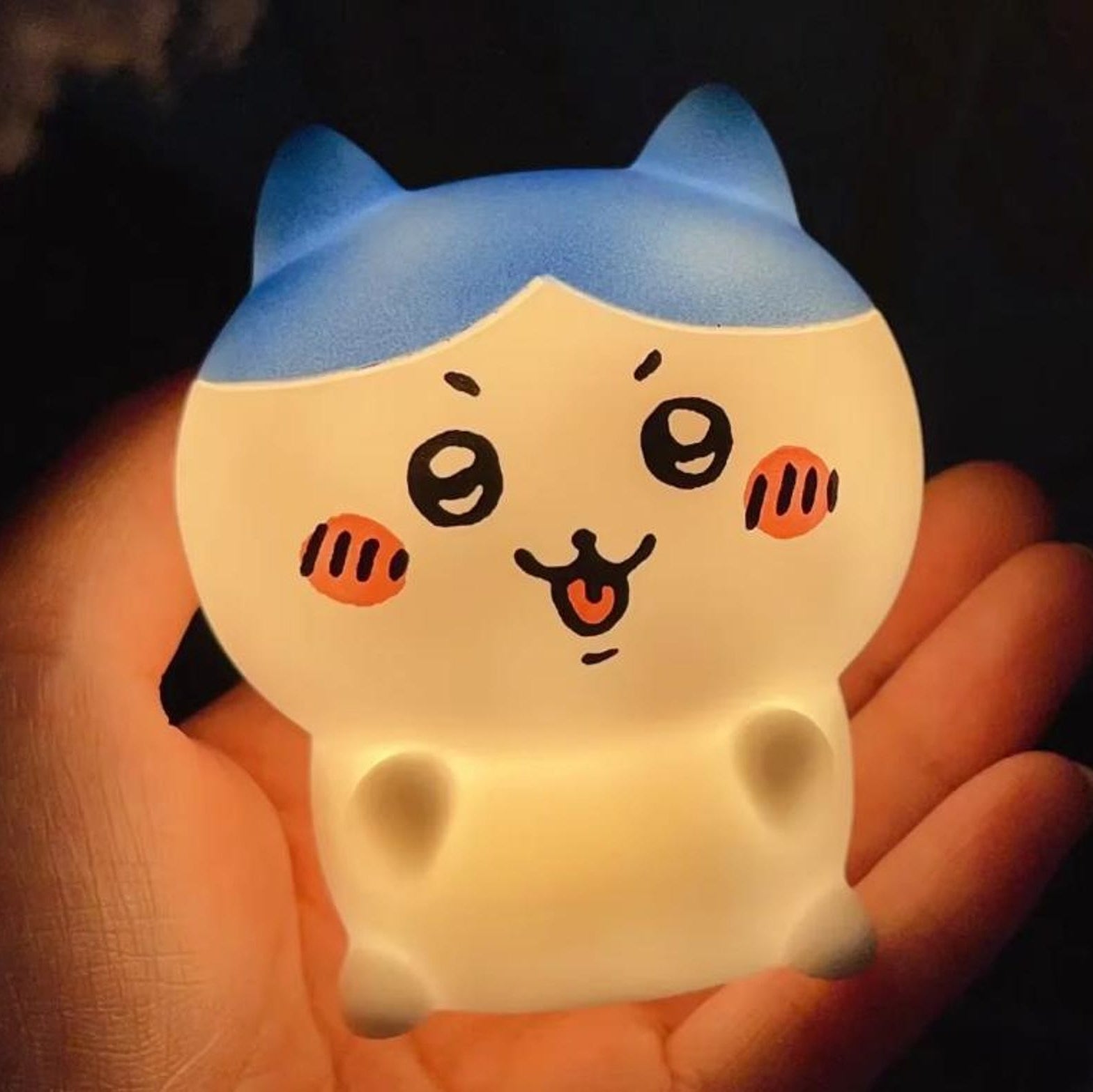 Chiikawa anime LED night light glowing on desk