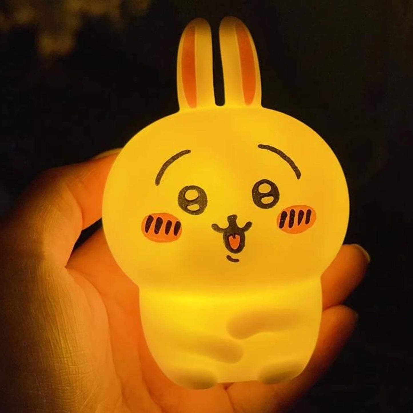 Chiikawa anime LED night light glowing on desk