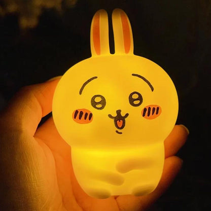 Chiikawa anime LED night light glowing on desk