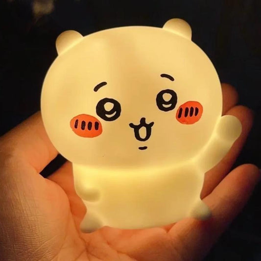 Chiikawa anime LED night light glowing on desk