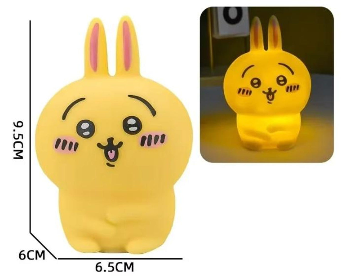 Chiikawa anime LED night light glowing on desk