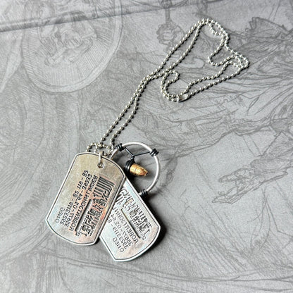 Cyberpunk Silverhand bullet necklace for gamers with metallic pendant