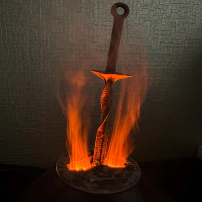 Dark Souls spiral sword LED humidifier glowing 3D printed gaming desk decor