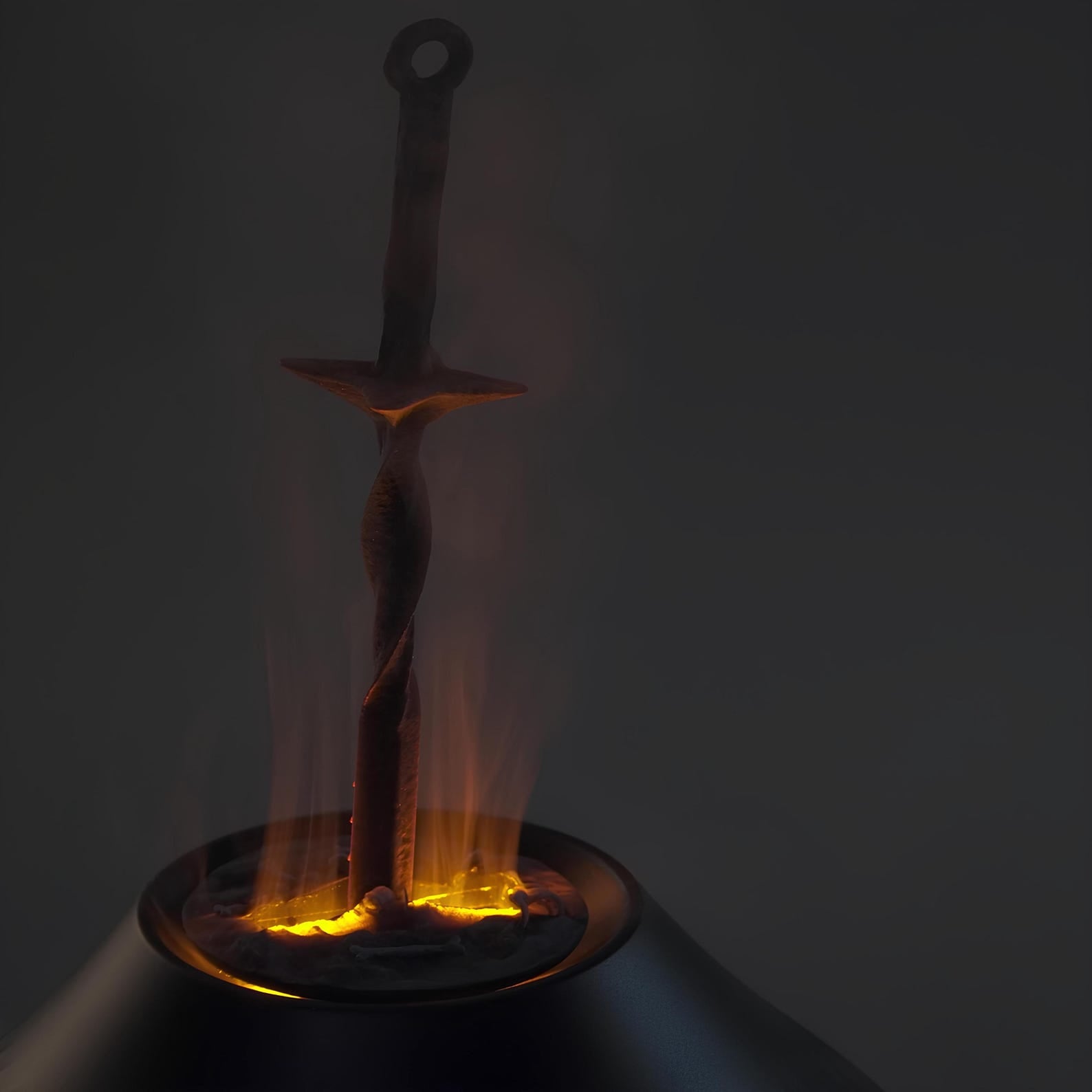 Dark Souls spiral sword LED humidifier glowing 3D printed gaming desk decor