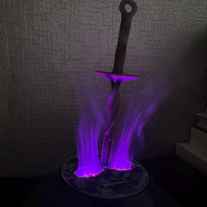Dark Souls spiral sword LED humidifier glowing 3D printed gaming desk decor