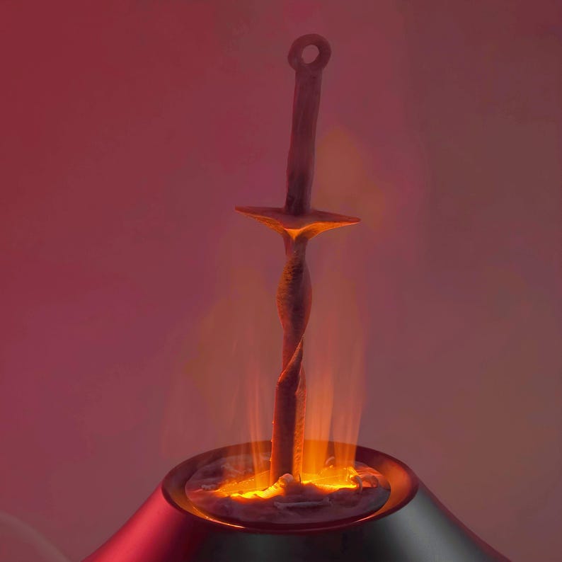 Dark Souls spiral sword LED humidifier glowing 3D printed gaming desk decor