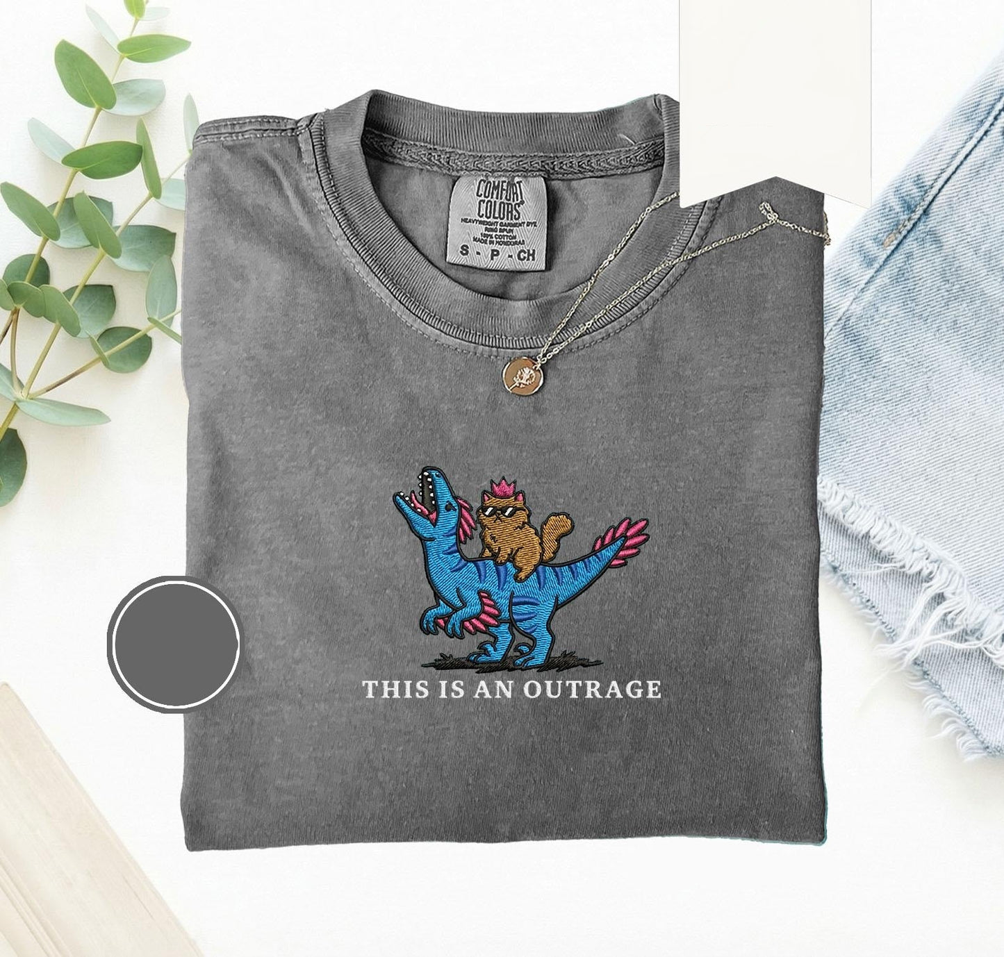 Embroidered Princess Donut and Mongo fantasy cat lover t-shirt