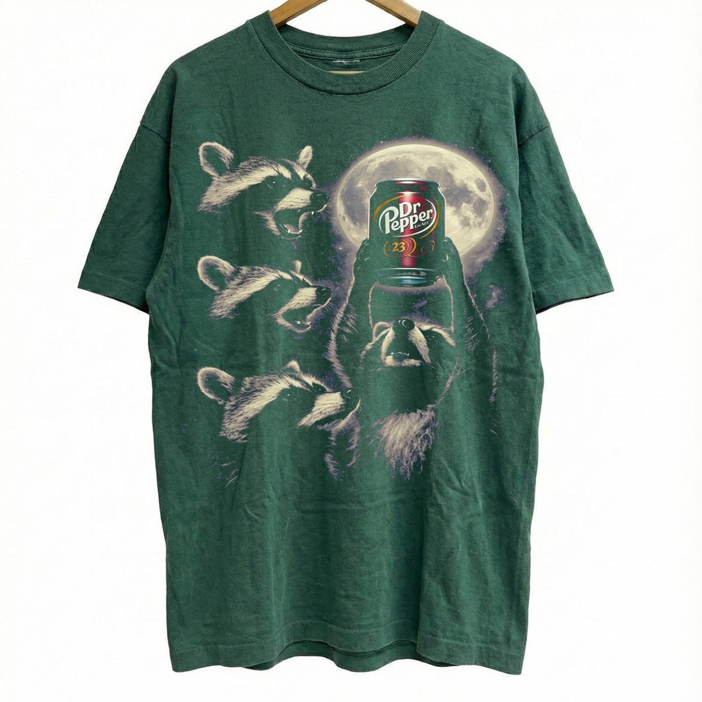 funny raccoon moon vintage graphic t-shirt