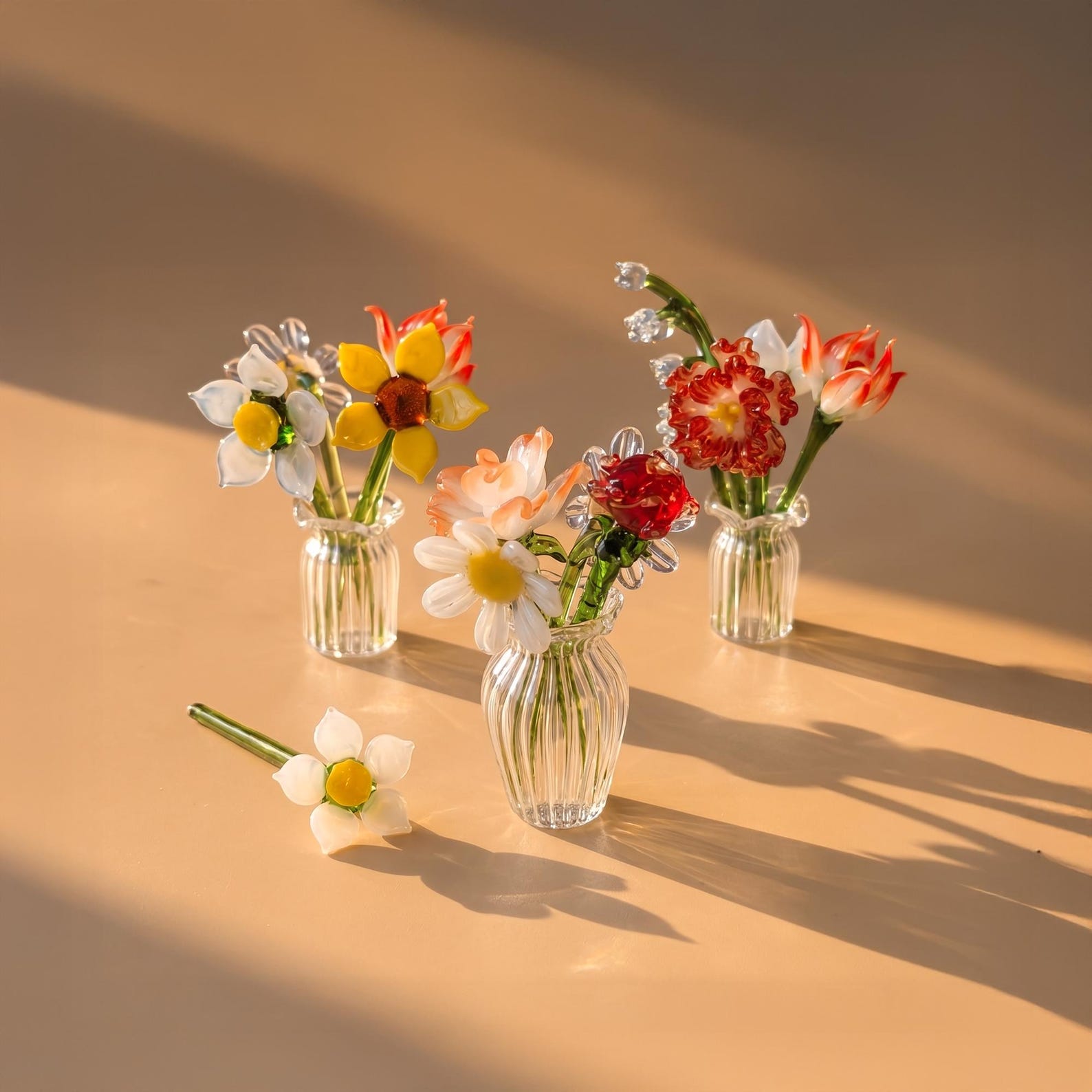 Handblown glass birth month flower keepsake gift for mom