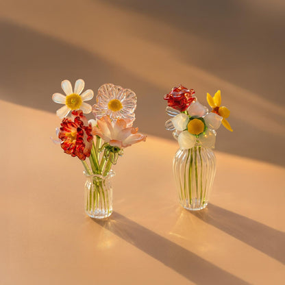 Handblown glass birth month flower keepsake gift for mom