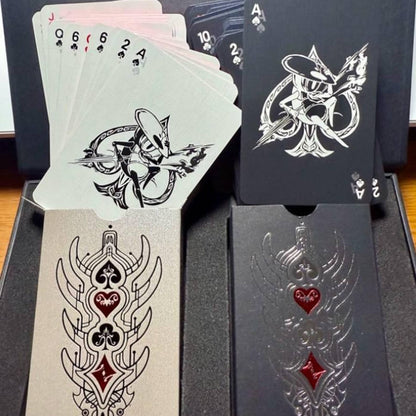 Hollow Knight inspired black and white poker playing card deck with custom fan-made designs