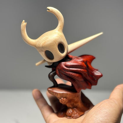 Hollow Knight inspired walnut wood sculpture with magnetic detachable figurine