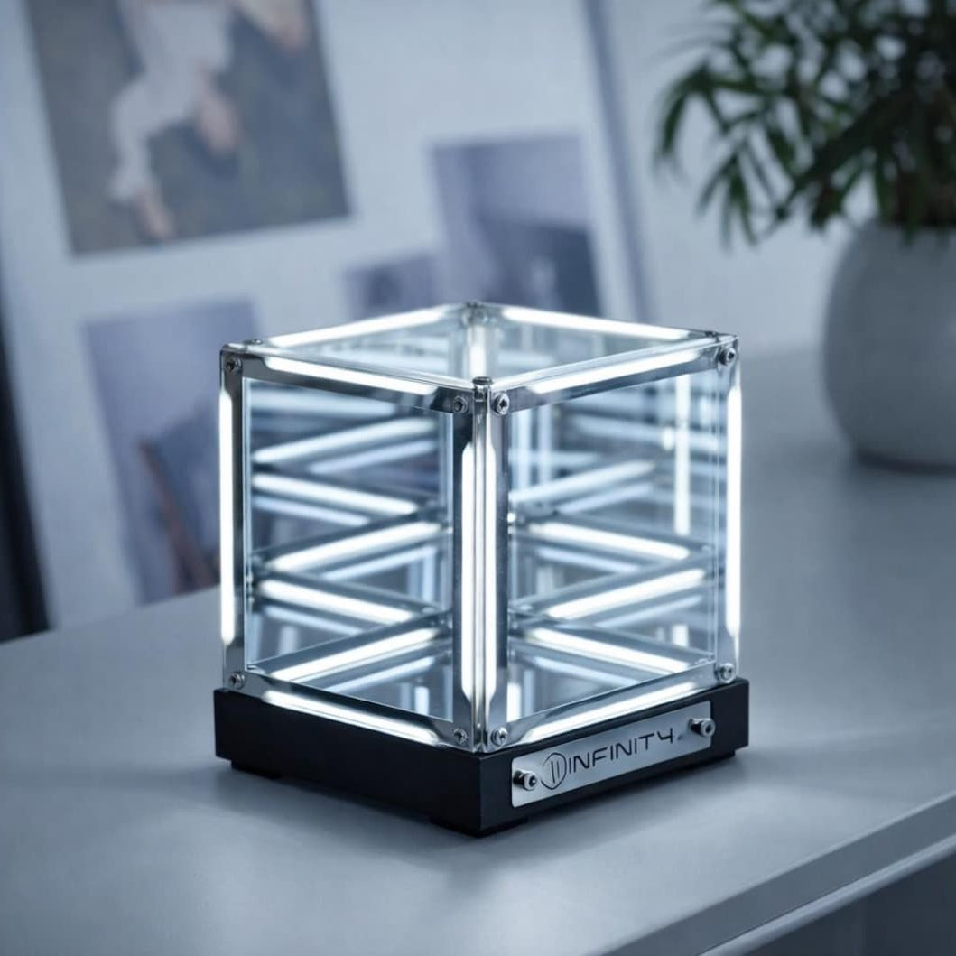 Infinity Cube LED Light geometric depth illusion lamp glowing desk decor