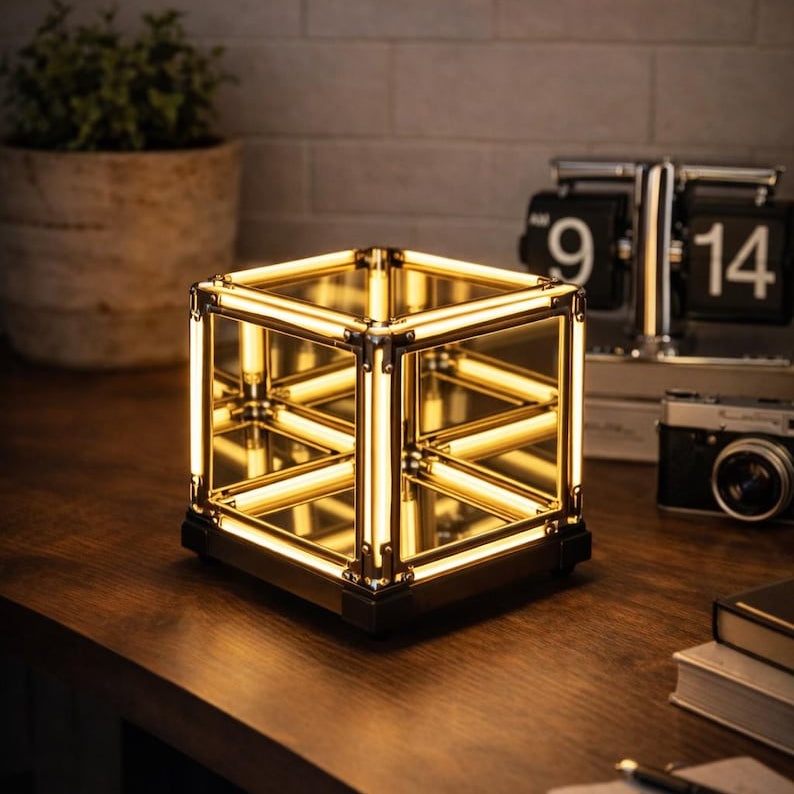 Infinity Cube LED Light geometric depth illusion lamp glowing desk decor
