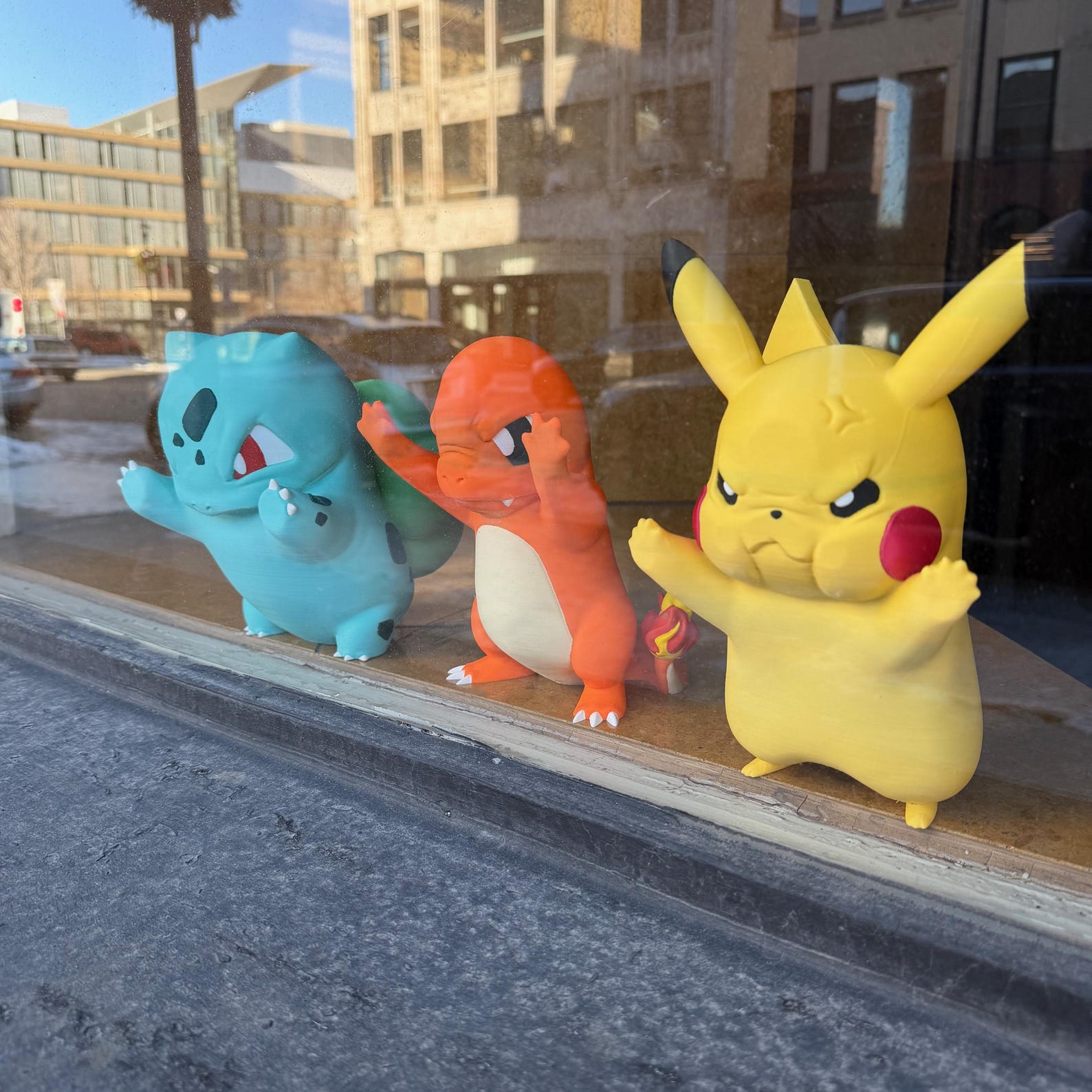 Kawaii creature window set display with cozy pastel decor