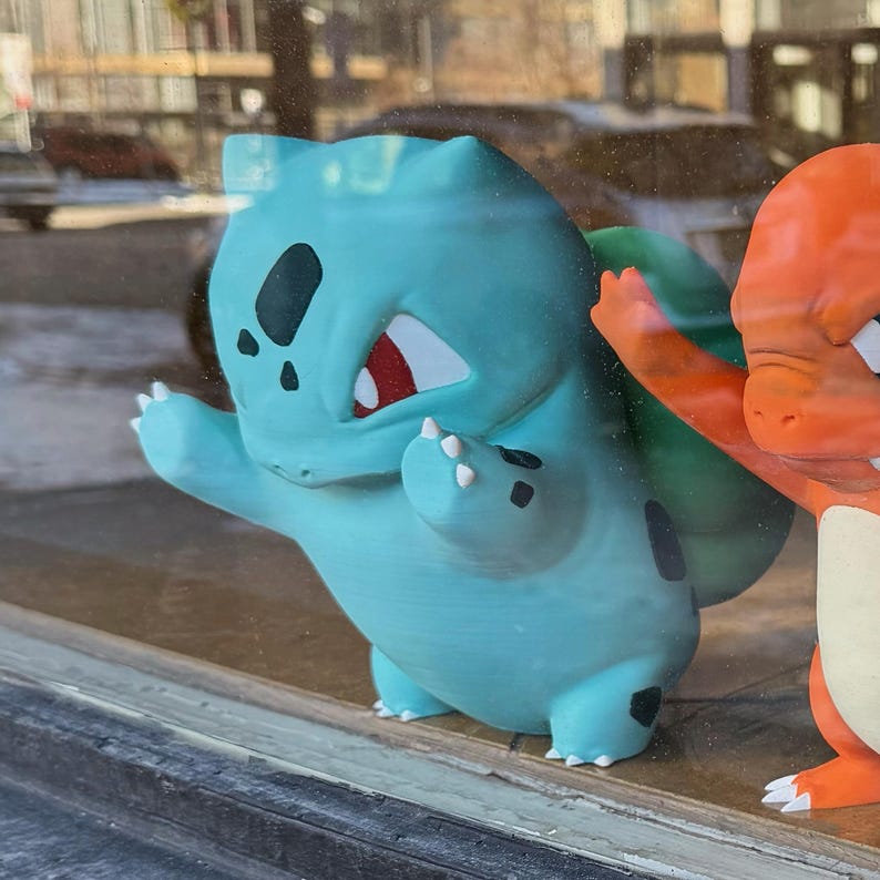 Kawaii creature window set display with cozy pastel decor