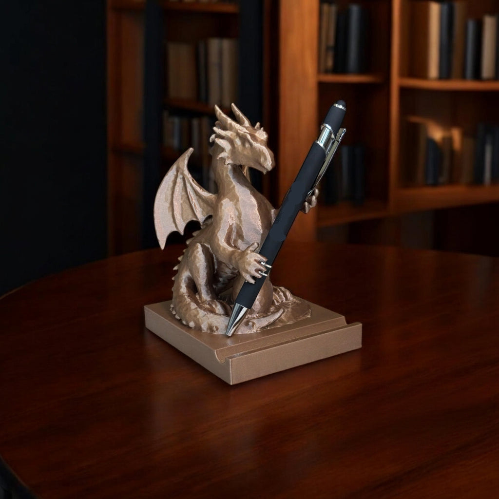 Personalized knight pen holder desk decor engraved gift for gamers