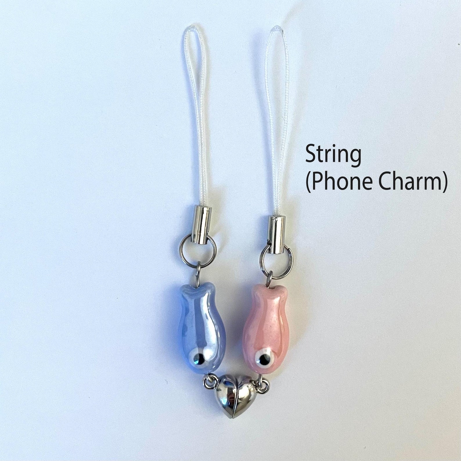 Magnetic matching green ceramic fish keychain set for couples and friends