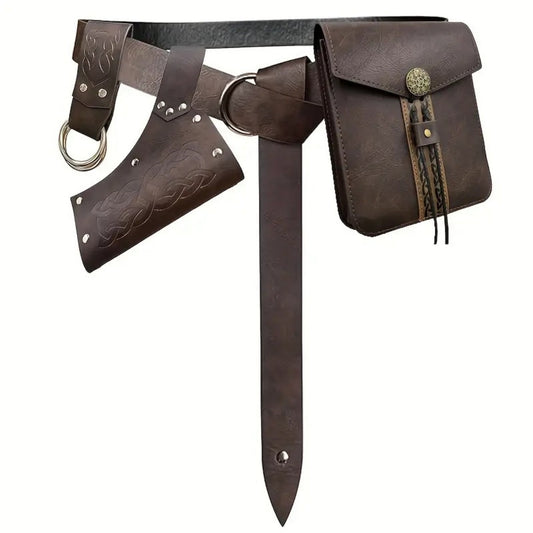 Medieval Renaissance Faux Leather Waist Bag for Cosplay