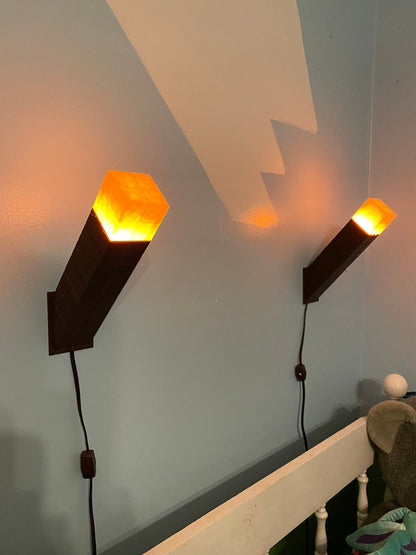 Minecraft-inspired 3D printed LED torch night light with flickering flame bulb