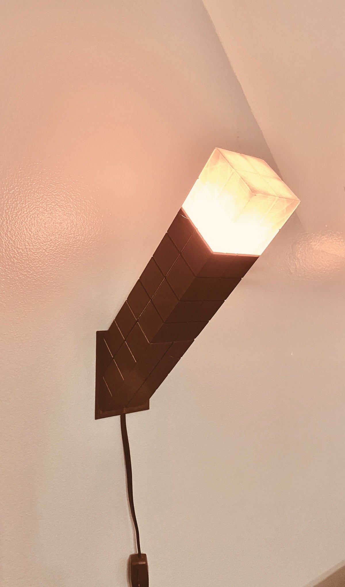 Minecraft-inspired 3D printed LED torch night light with flickering flame bulb