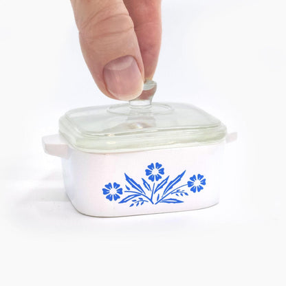 Mini cornflower trinket box inspired by Corning Ware design