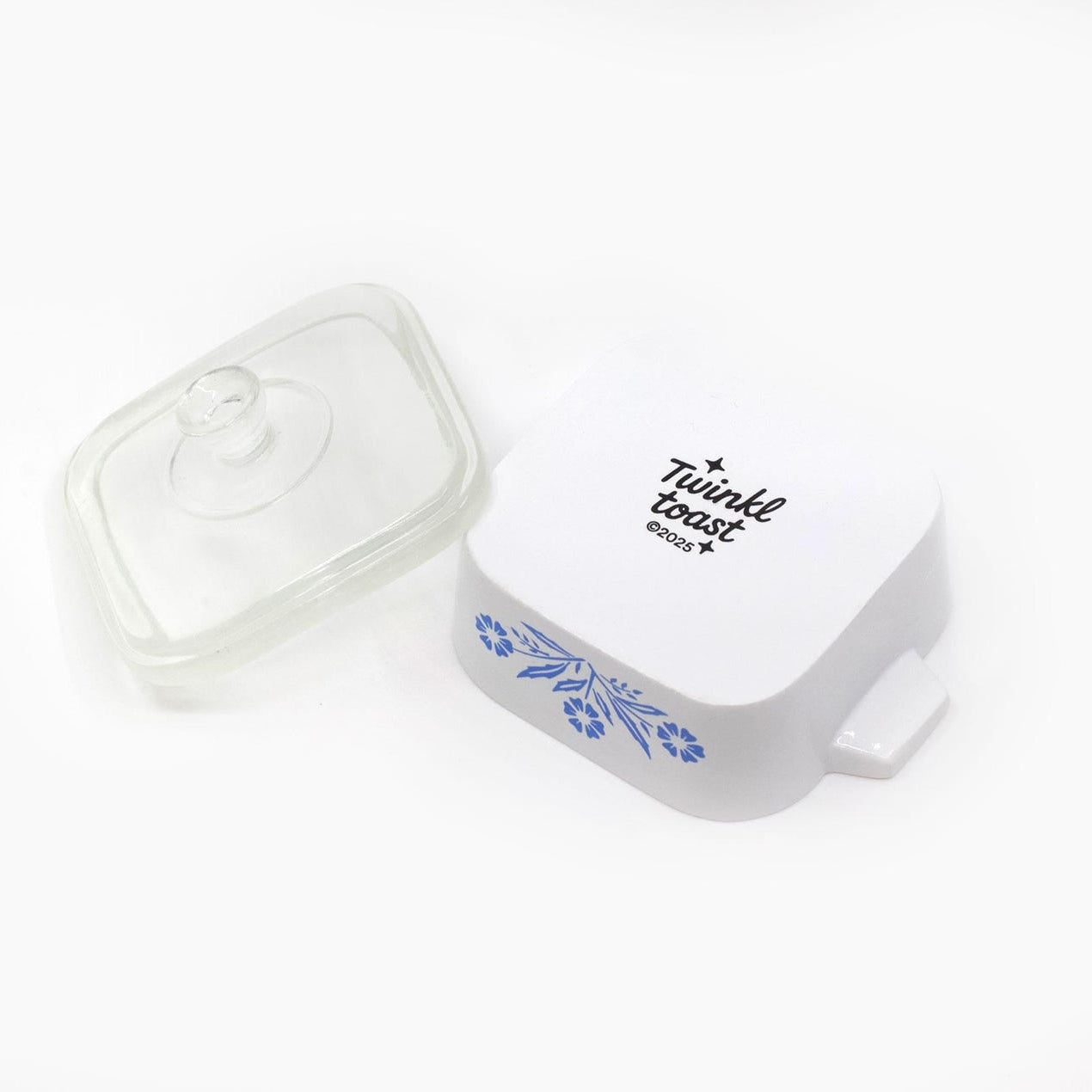 Mini cornflower trinket box inspired by Corning Ware design
