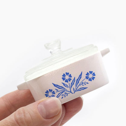 Mini cornflower trinket box inspired by Corning Ware design
