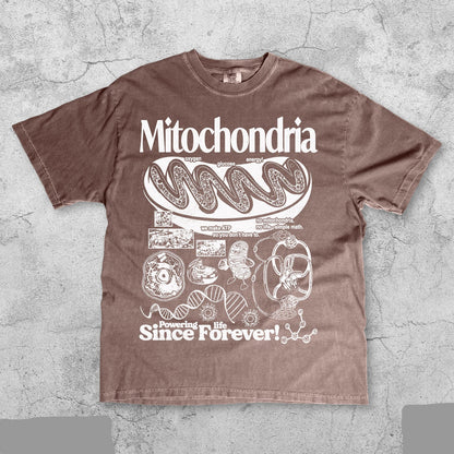 vintage mitochondria science t-shirt with retro cell diagram