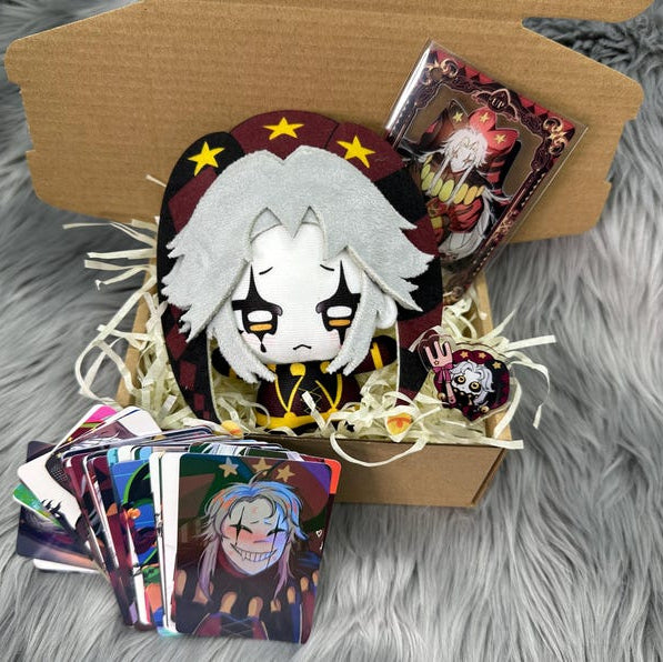 Pierrot inspired Freak Circus fan gift box with collectible art and circus-themed keepsakes