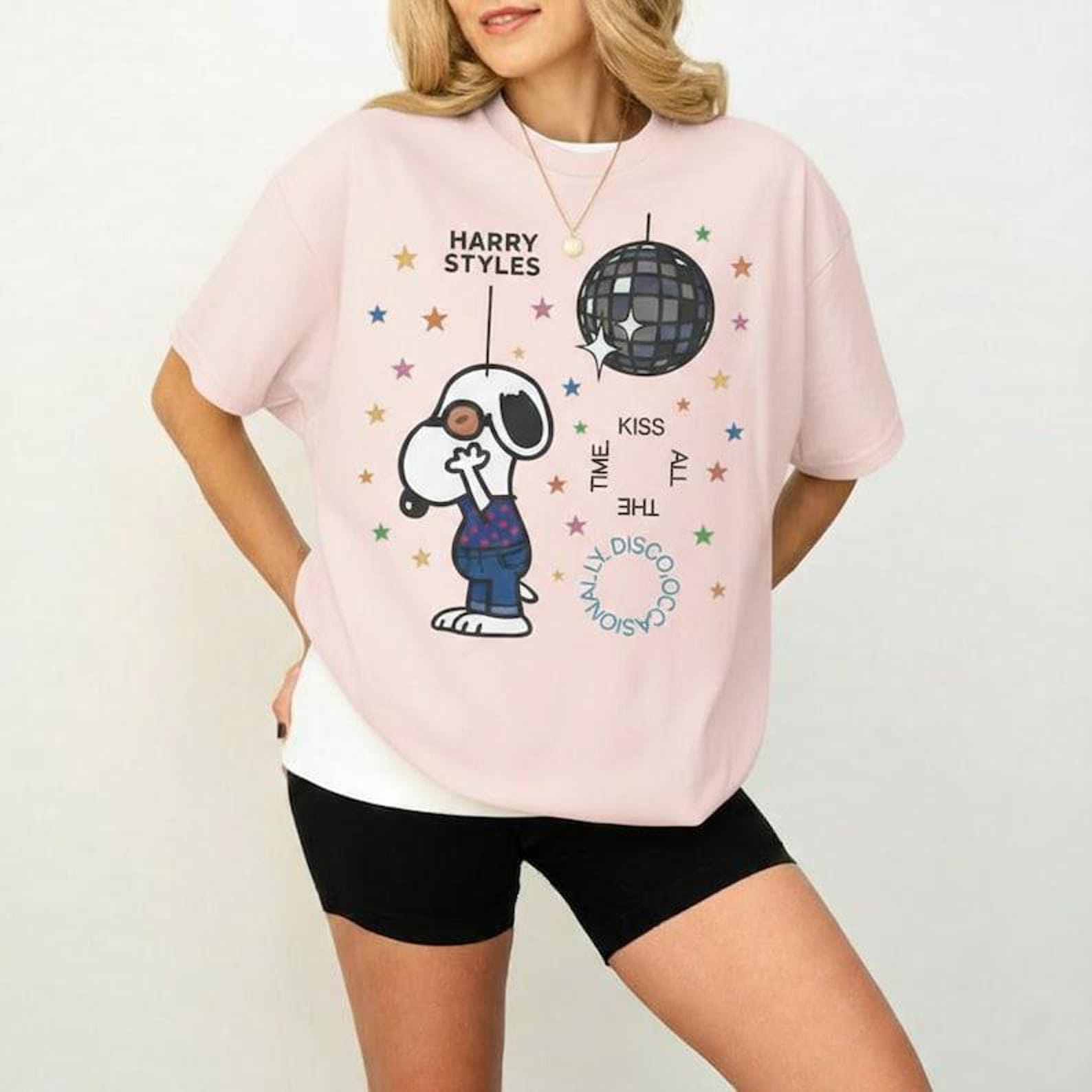 Retro Disco Kiss All The Time Snoopy Inspired Graphic Tee
