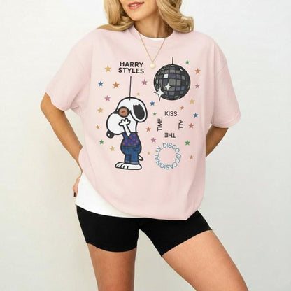 Retro Disco Kiss All The Time Snoopy Inspired Graphic Tee
