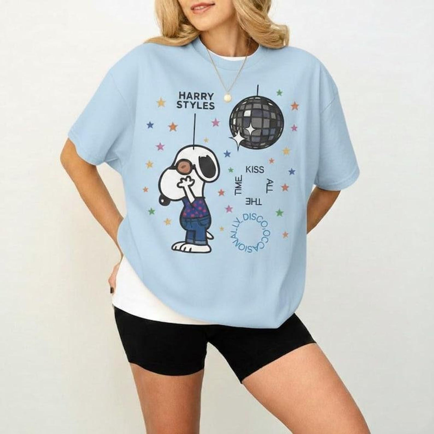 Retro Disco Kiss All The Time Snoopy Inspired Graphic Tee