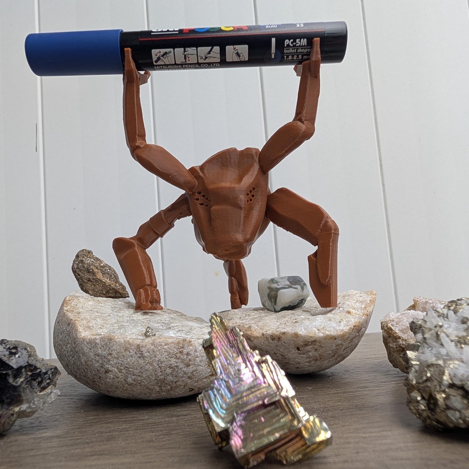 3D printed Rocky the Eridian pen holder from Project Hail Mary on desk