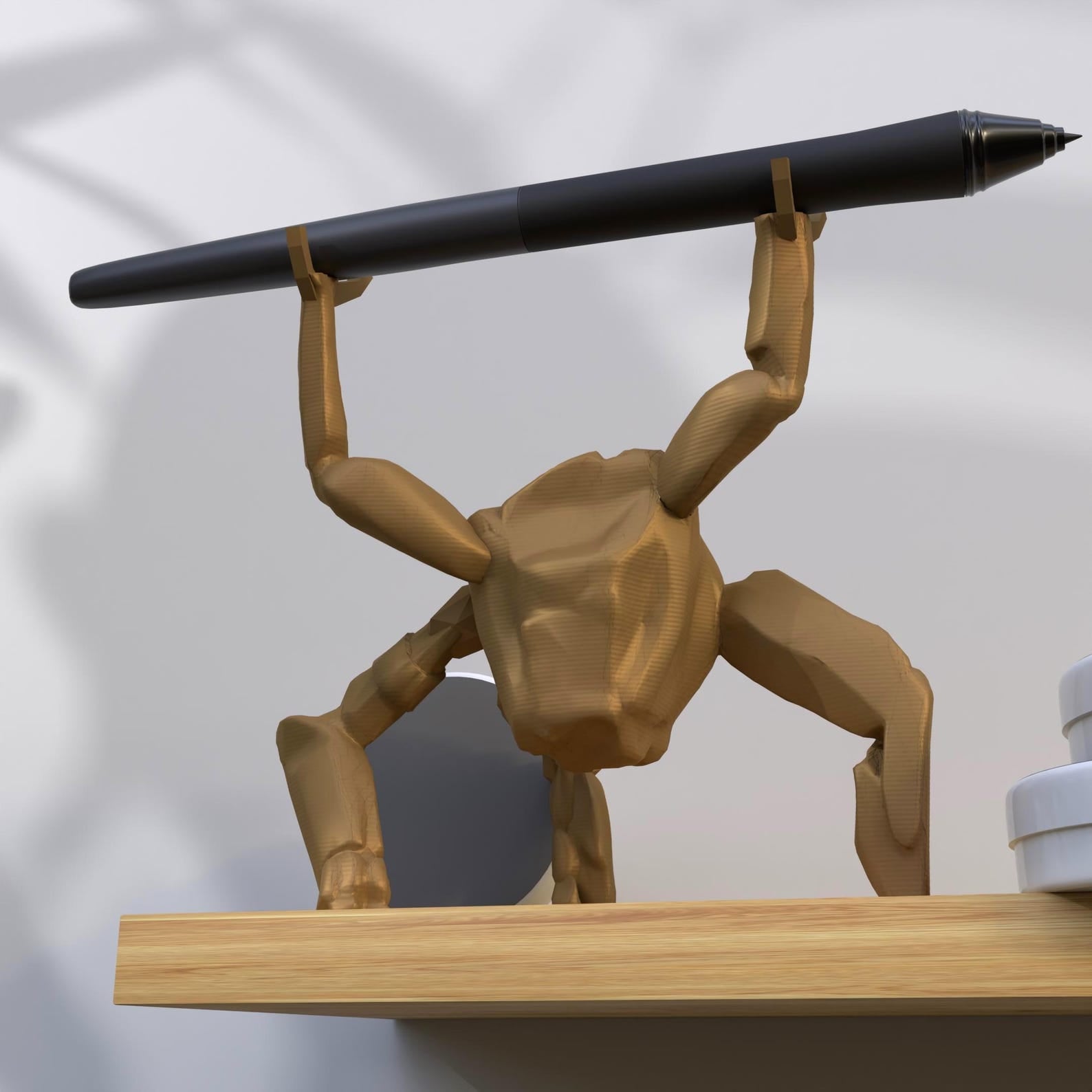 3D printed Rocky the Eridian pen holder from Project Hail Mary on desk