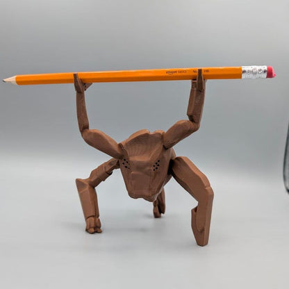 3D printed Rocky the Eridian pen holder from Project Hail Mary on desk
