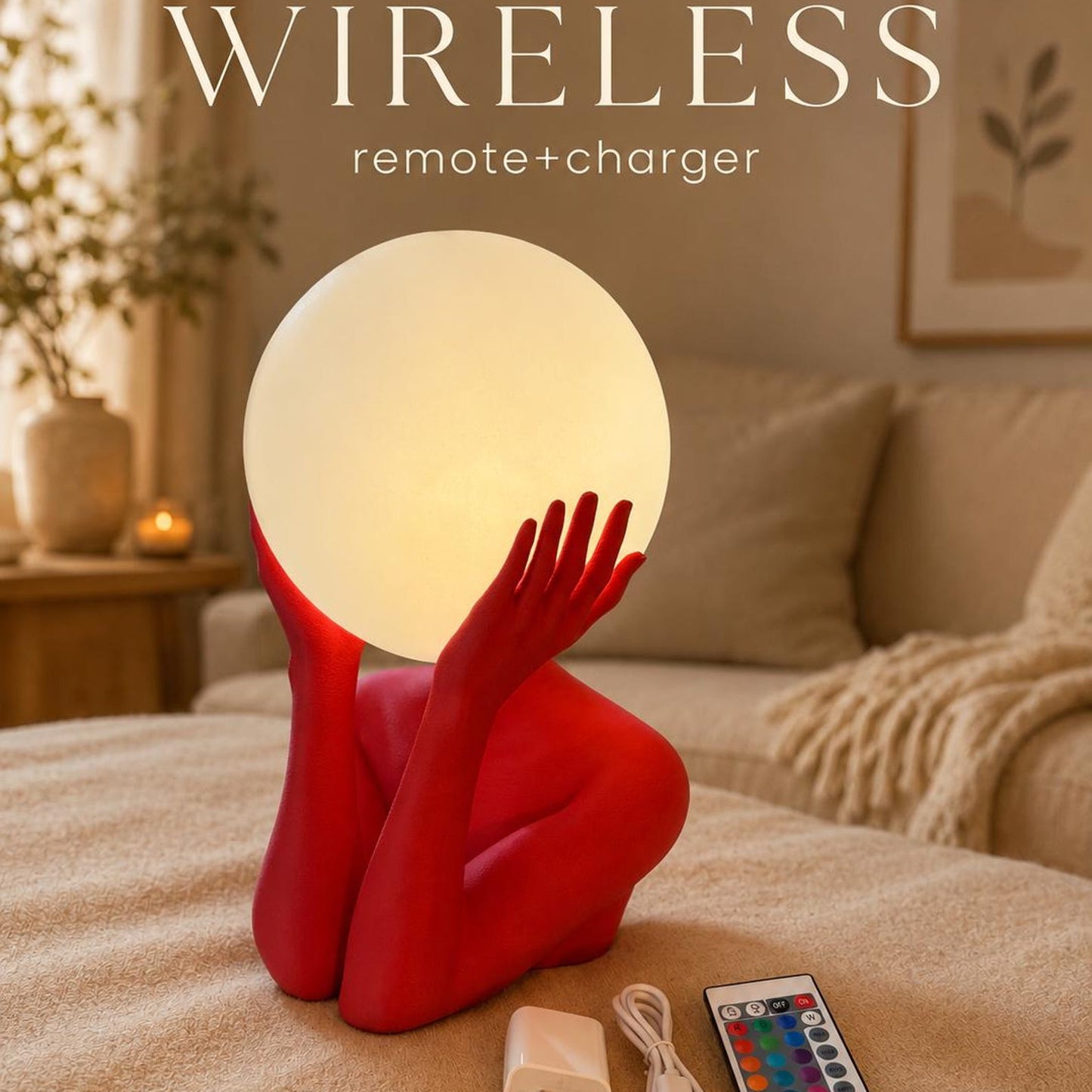 Sculptural sphere table lamp with modern ambient lighting for minimalist bedside decor