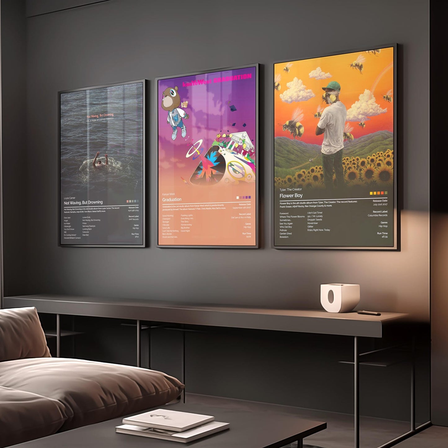 Set of 3 custom album cover posters personalized music wall art