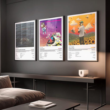 Set of 3 custom album cover posters personalized music wall art