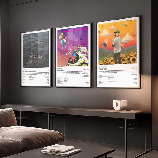 Set of 3 custom album cover posters personalized music wall art
