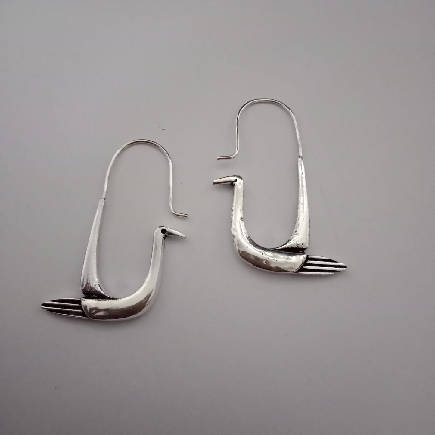 polished brass and silver swan earrings elegant animal jewelry gift for her