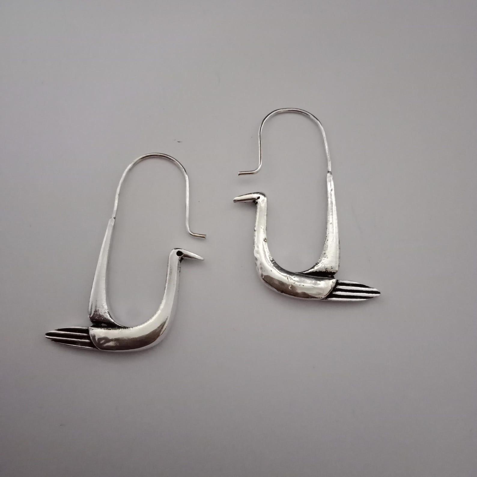 polished brass and silver swan earrings elegant animal jewelry gift for her
