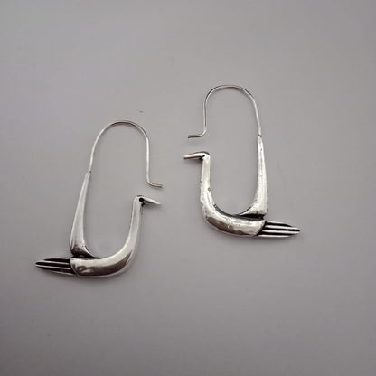 polished brass and silver swan earrings elegant animal jewelry gift for her